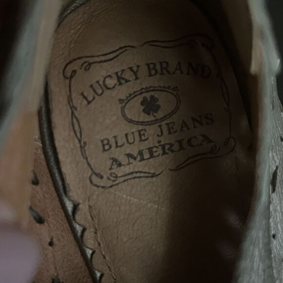 Lucky Brand Pewter Peony Laser Cut Leather Peep Toe Heels Office Party 9.5 - Picture 10 of 14